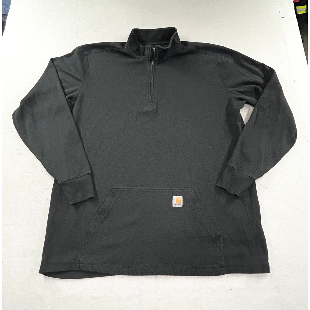 Carhartt 104428 Mens 2XL Tall Relaxed Heavyweight 1/2-Zip Thermal Black Long Sle